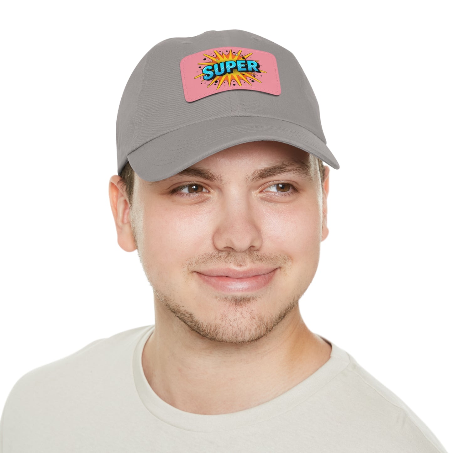 Super Dad Leather Patch Dad Hat — Embroidered 'SUPER' Cap