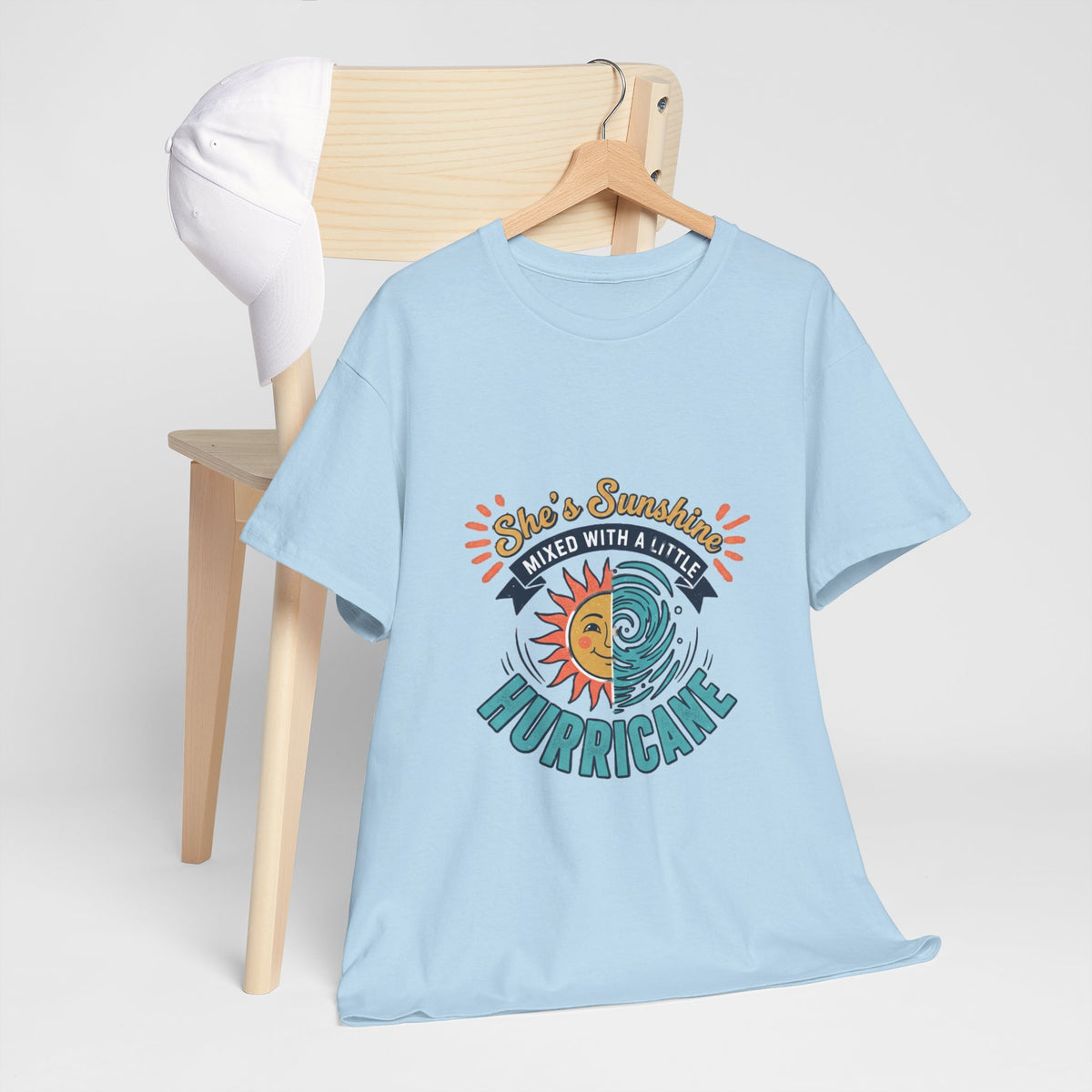 Sun & Sea Hurricane Graphic Tee – Retro Split Sun Wave Design