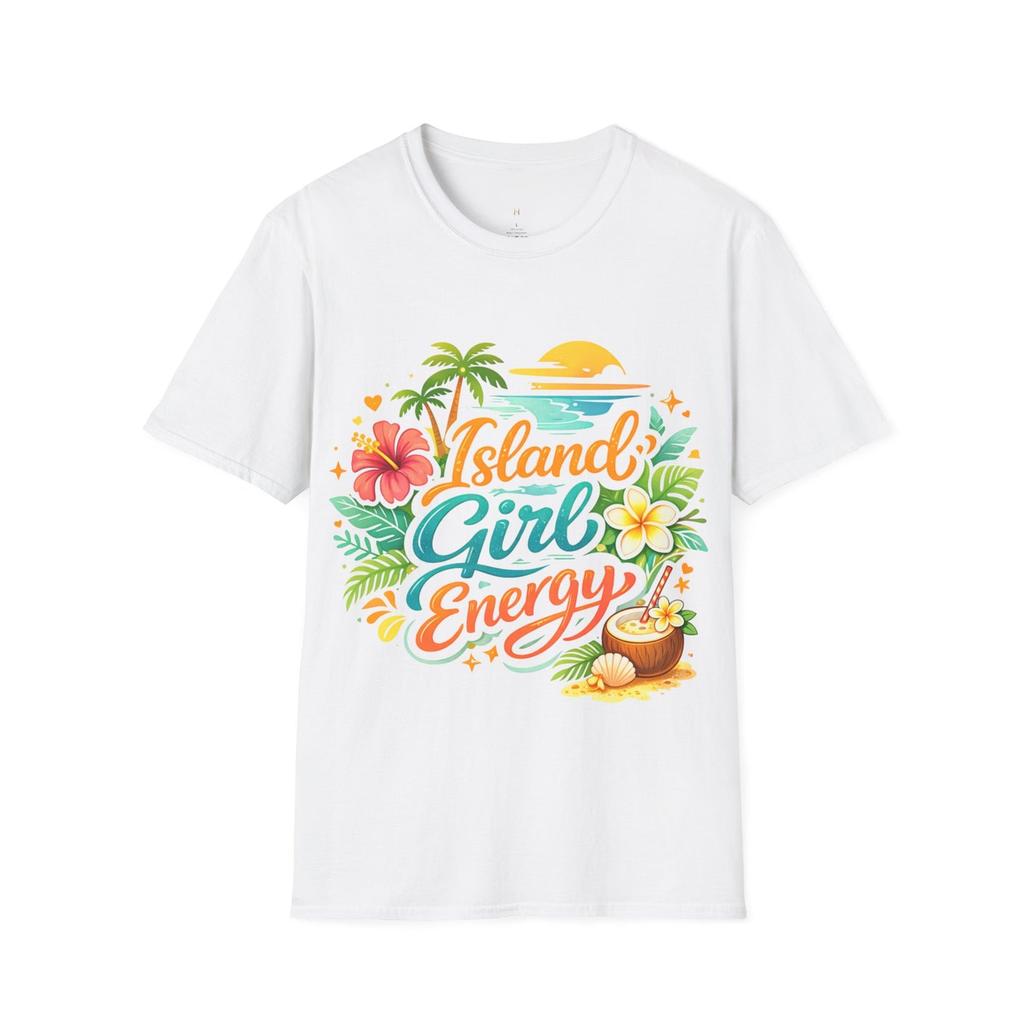 Island Girl Energy T-Shirt – Tropical Floral Sunset Tee