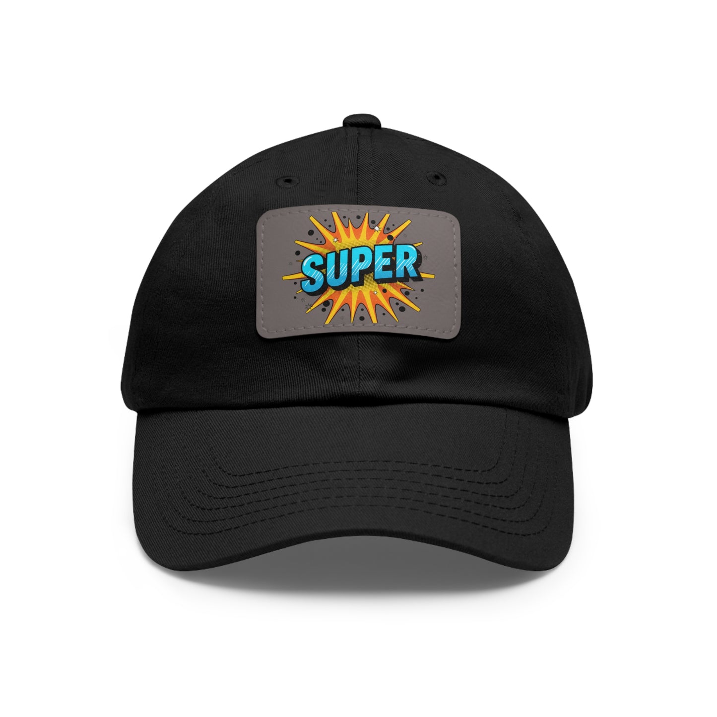 Super Dad Leather Patch Dad Hat — Embroidered 'SUPER' Cap