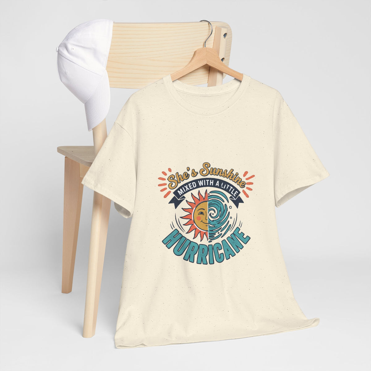 Sun & Sea Hurricane Graphic Tee – Retro Split Sun Wave Design