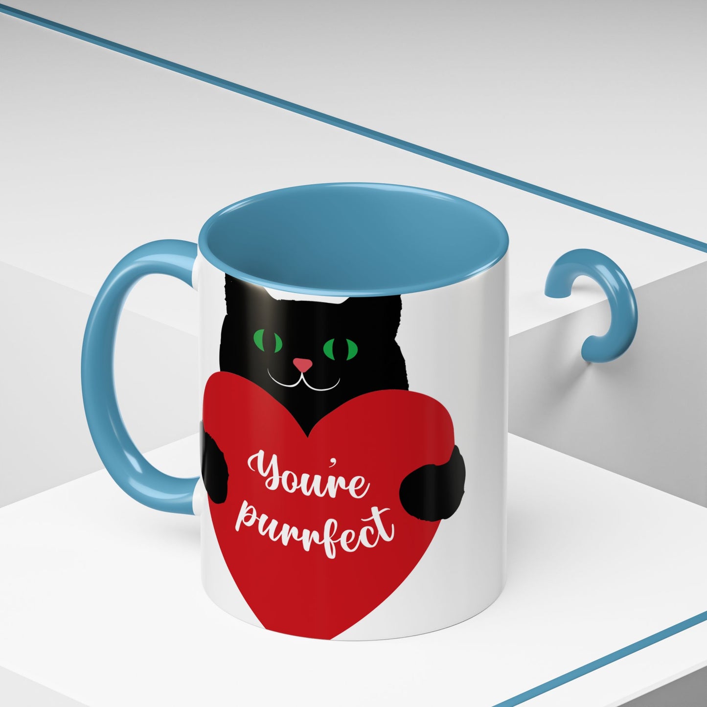 Purrfect Cat Heart Accent Coffee Mug – "You're Purrfect" 11/15oz