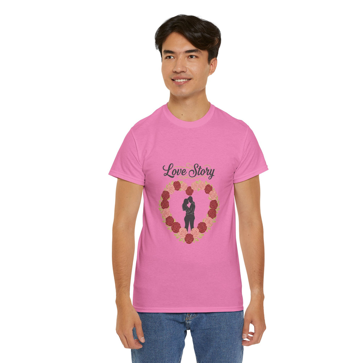 Love Story T-Shirt — 'Love Story' Floral Heart Romance Tee