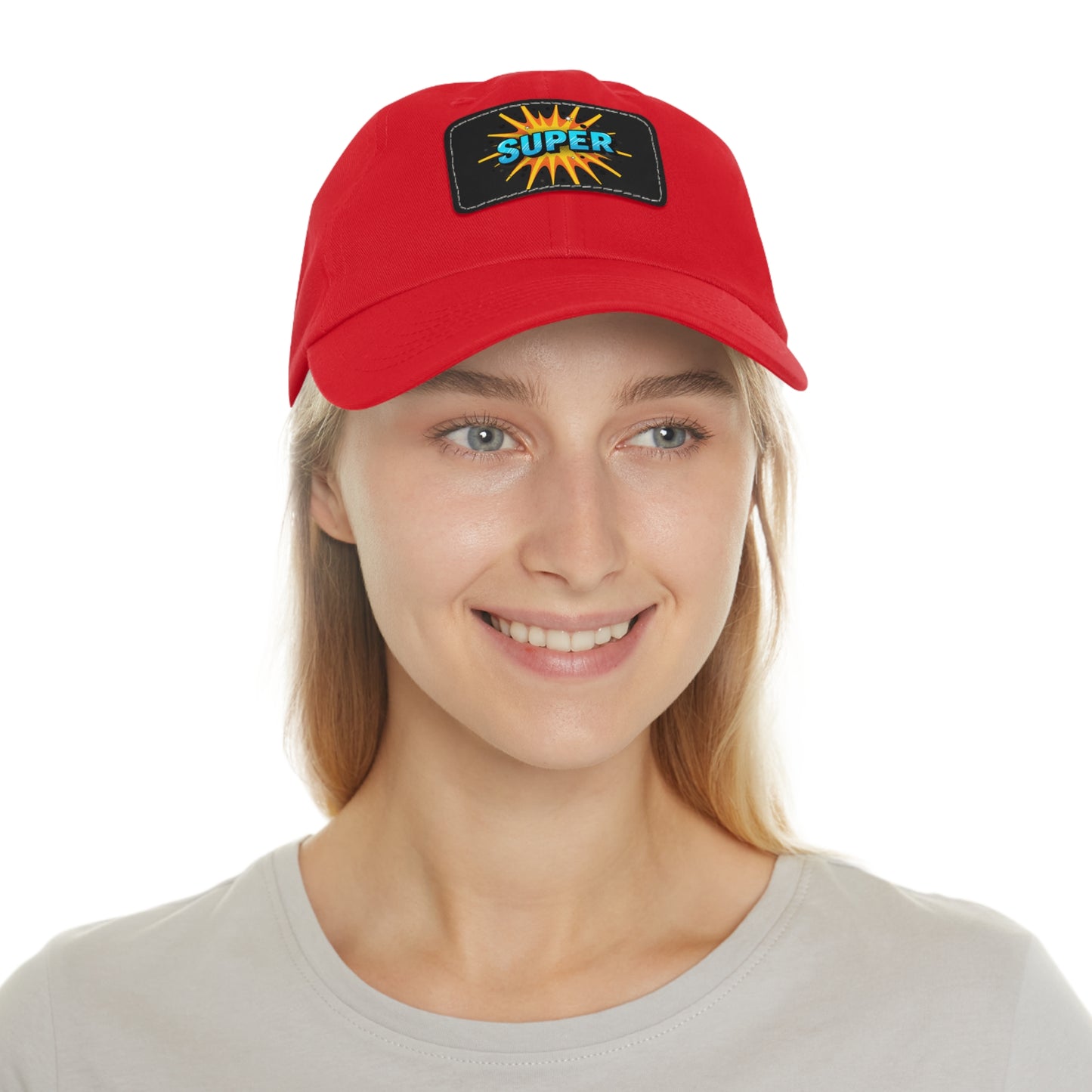 Super Dad Leather Patch Dad Hat — Embroidered 'SUPER' Cap