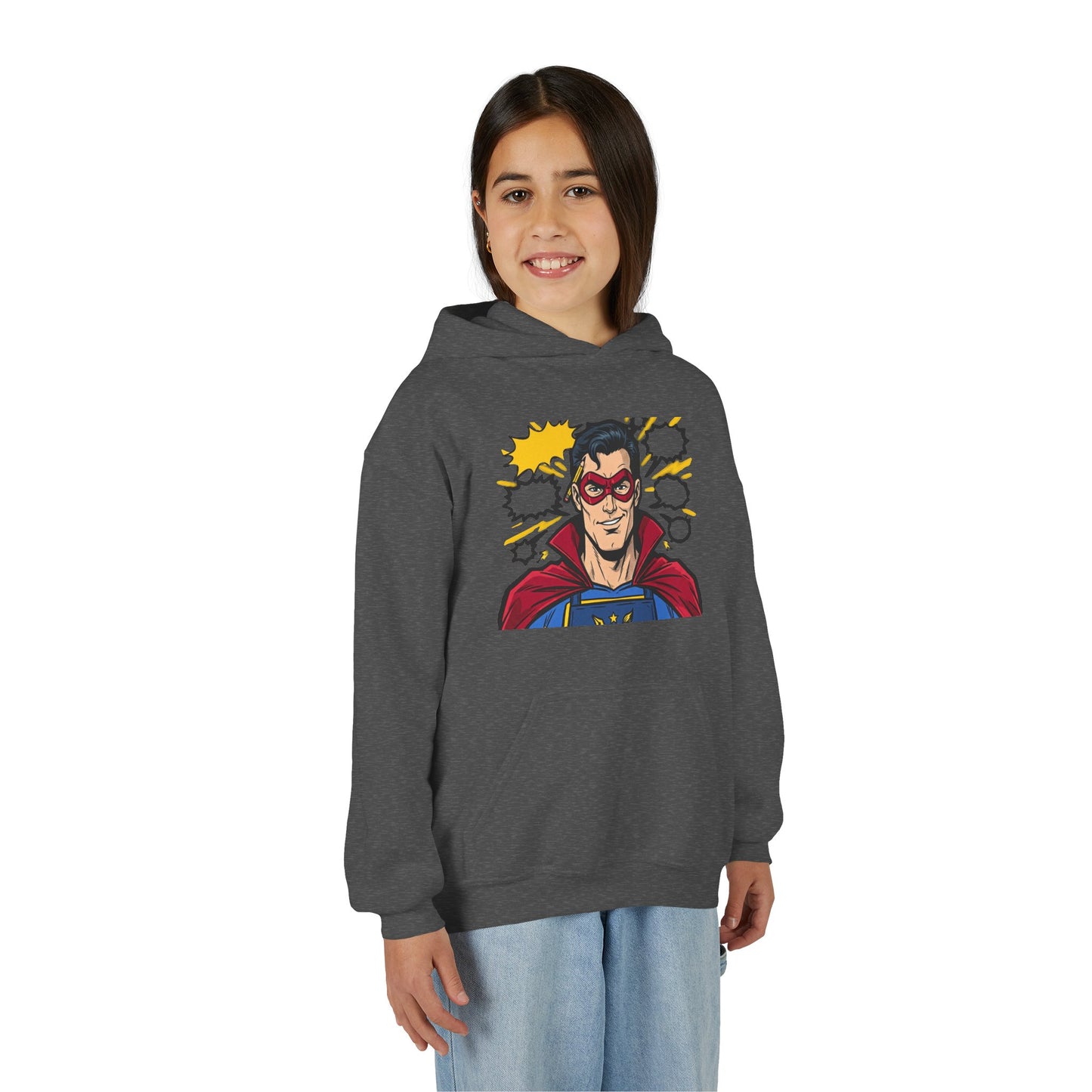 Comic Book Man Youth Hoodie — Graphic Superhero Pullover