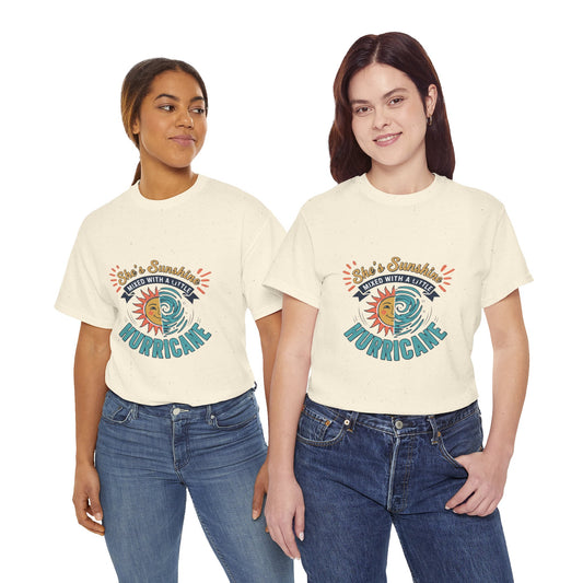Sun & Sea Hurricane Graphic Tee – Retro Split Sun Wave Design