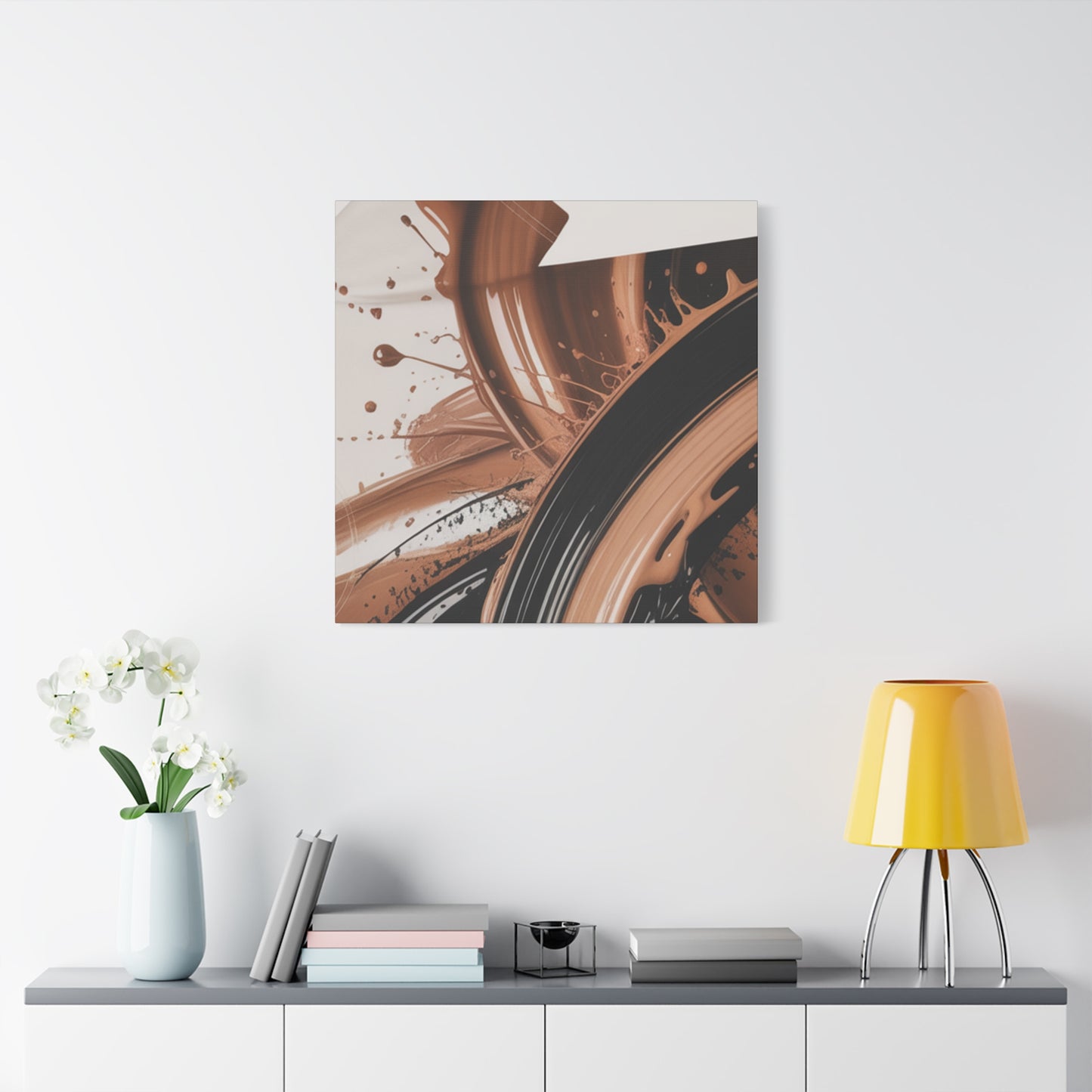 Abstract Brown Swirl Matte Canvas Wall Art (Stretched 1.25")