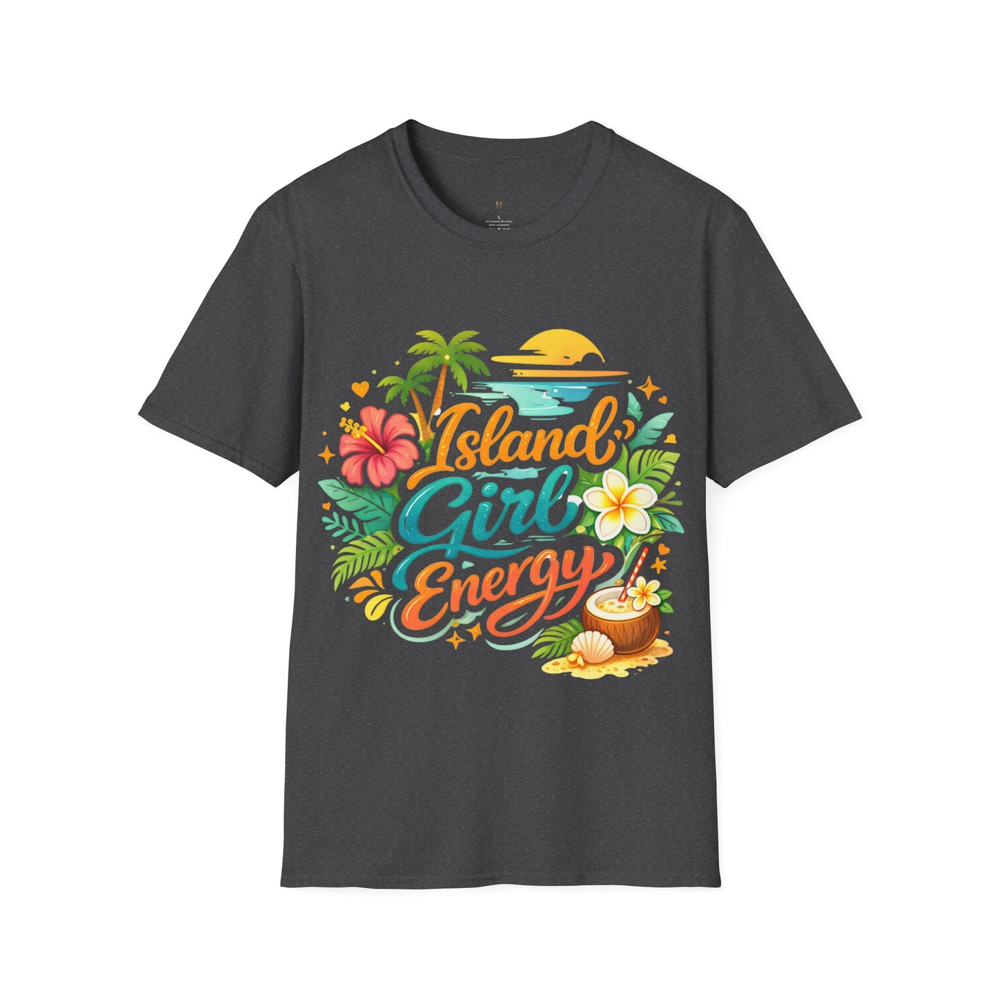 Island Girl Energy T-Shirt – Tropical Floral Sunset Tee