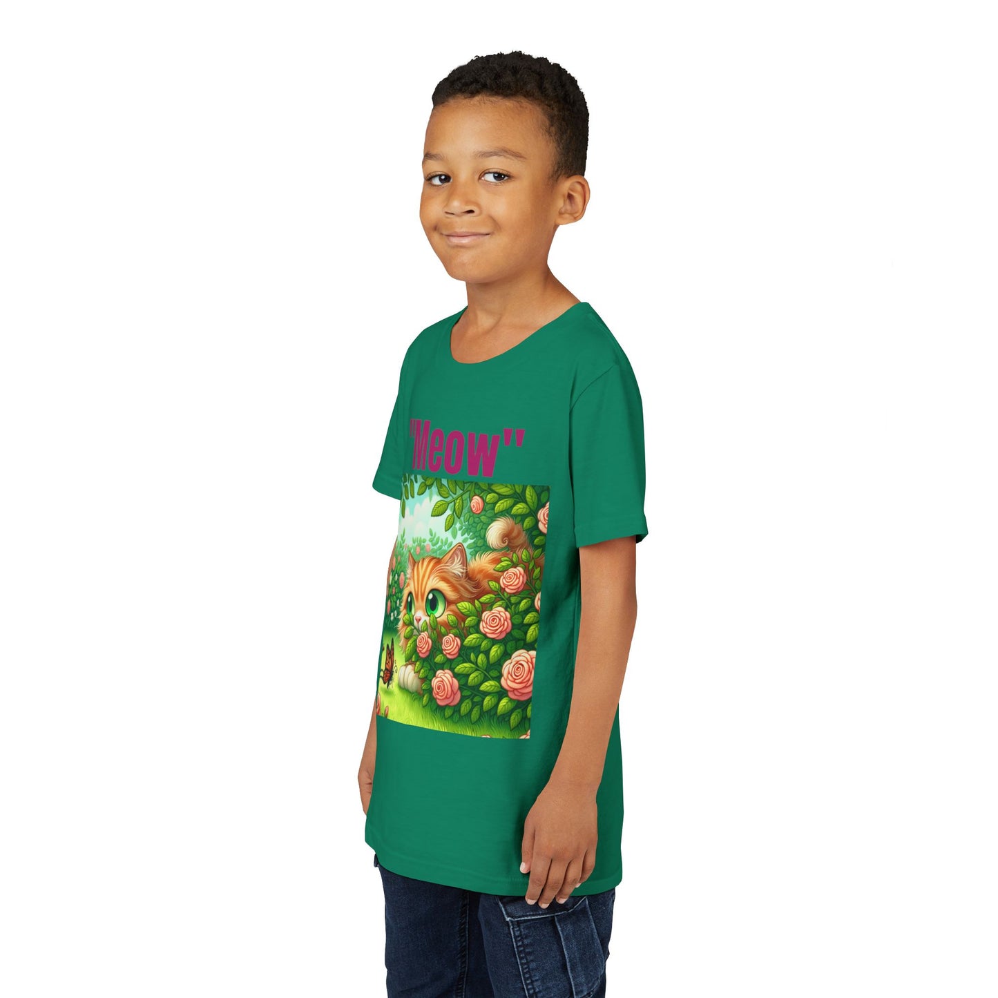 Meow Cat Youth Tee, Cute Kitten Shirt