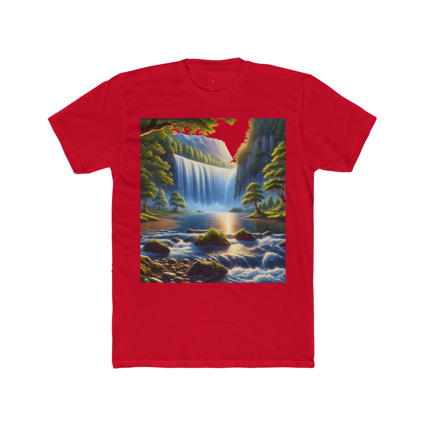 Serene Nature Landscape Tee, Eco-friendly Cotton Tee