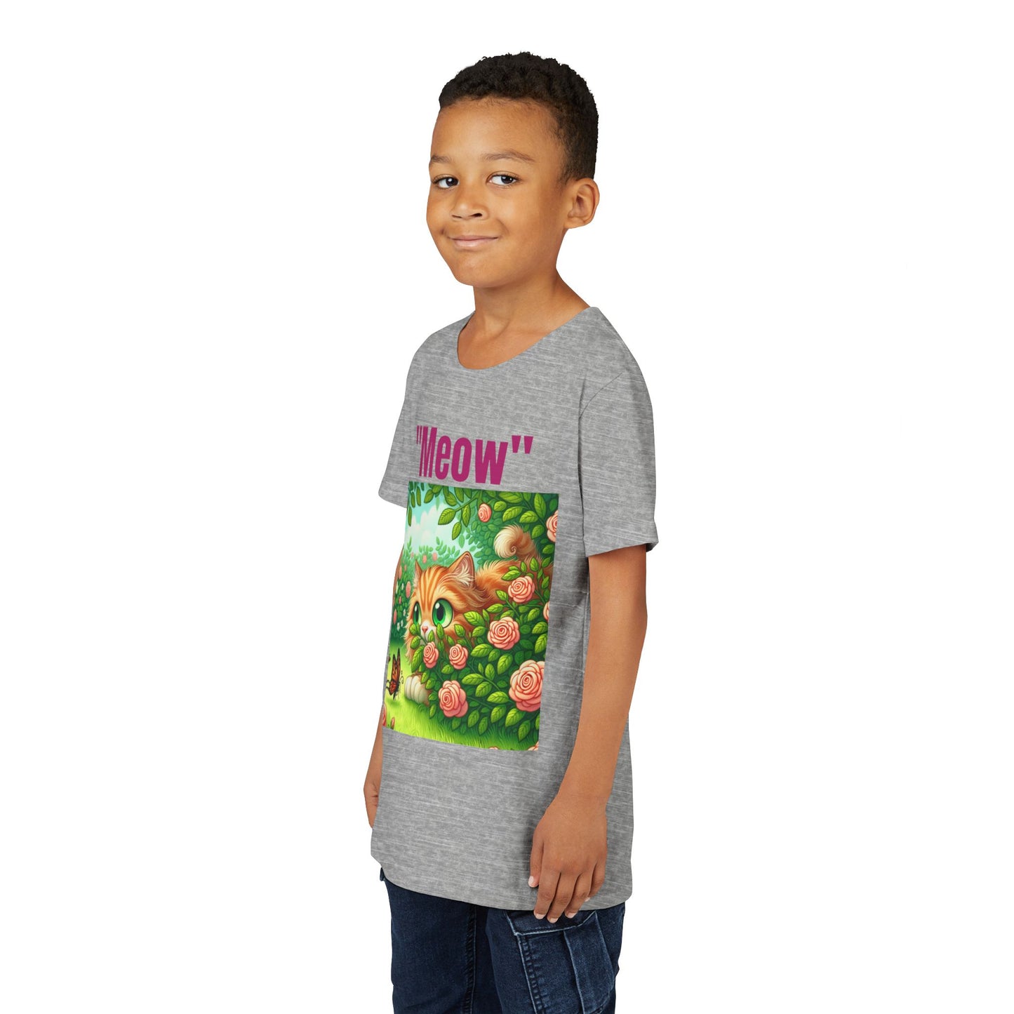 Meow Cat Youth Tee, Cute Kitten Shirt