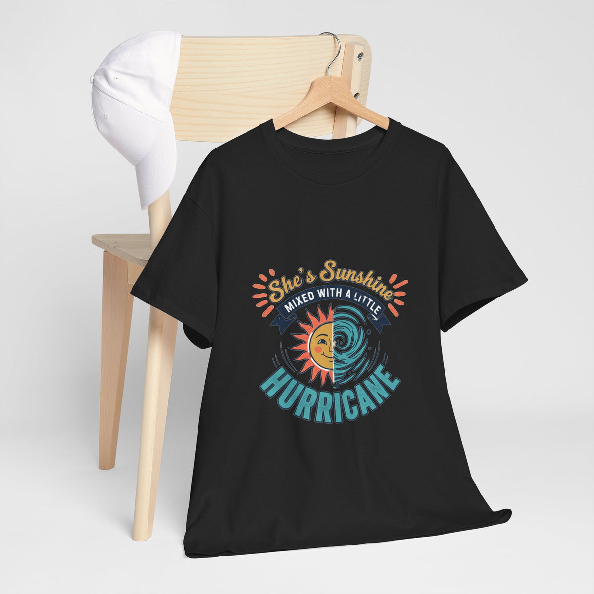 Sun & Sea Hurricane Graphic Tee – Retro Split Sun Wave Design