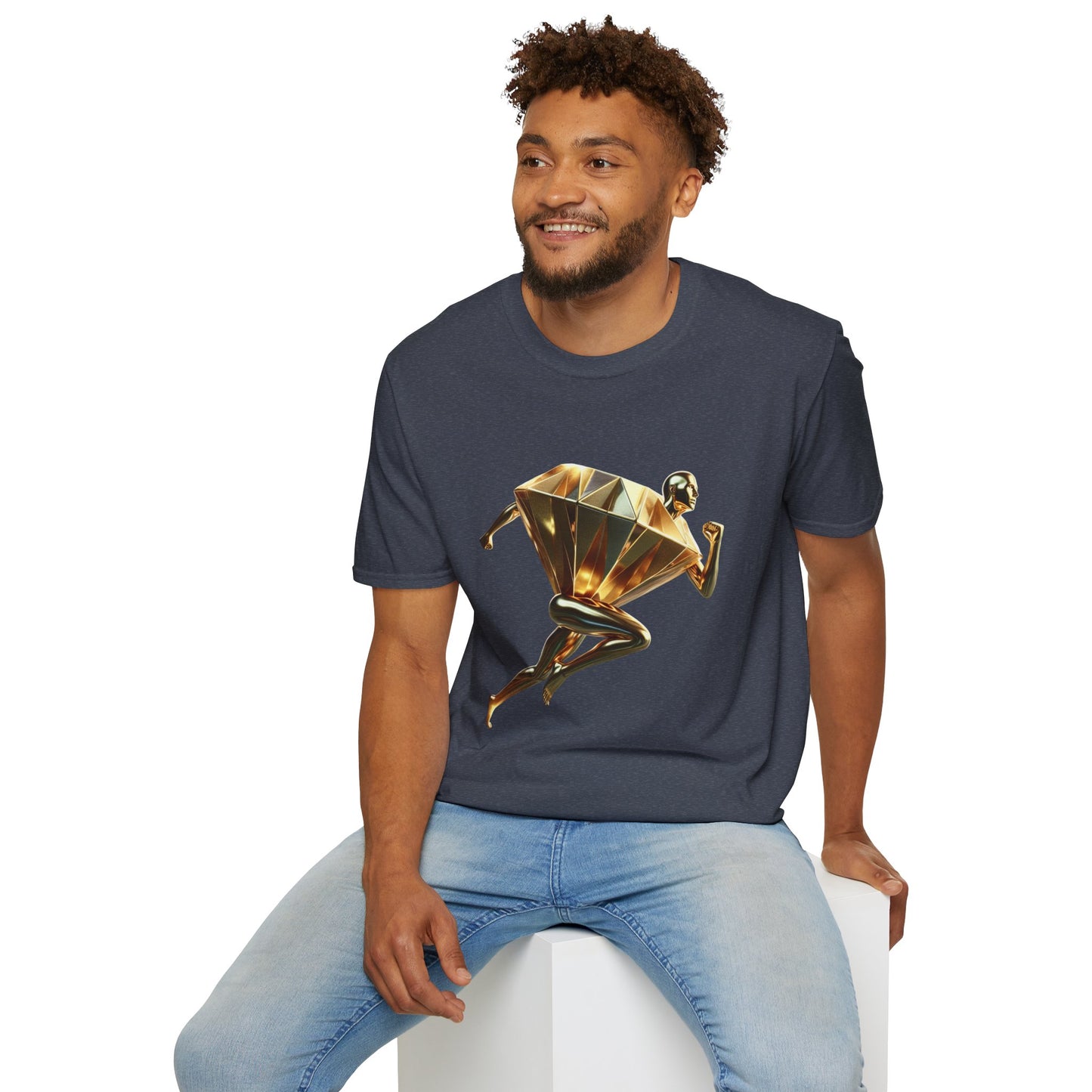 Diamond Runner Unisex Softstyle T-Shirt | Trendy Graphic Tee | Gift for Athletes, Birthday, Fitness Enthusiasts, Casual Wear, Art Lovers