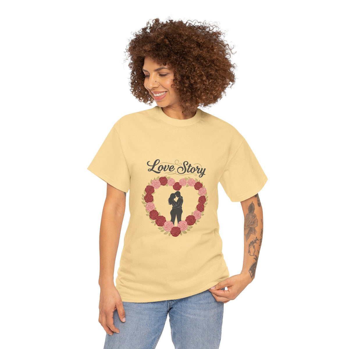 Love Story T-Shirt — 'Love Story' Floral Heart Romance Tee