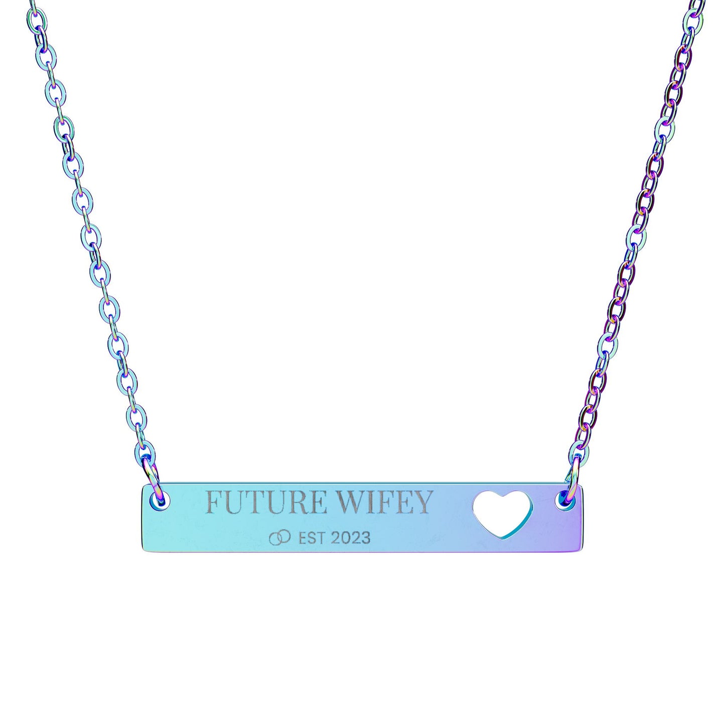 Personalized Cutout Heart Bar Necklace