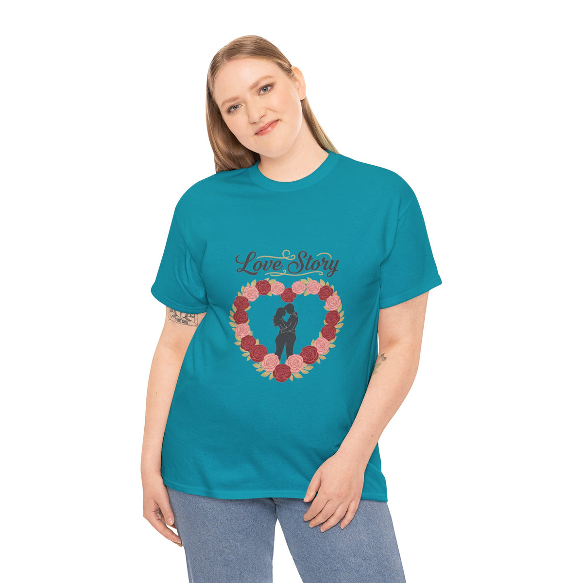 Love Story T-Shirt — 'Love Story' Floral Heart Romance Tee